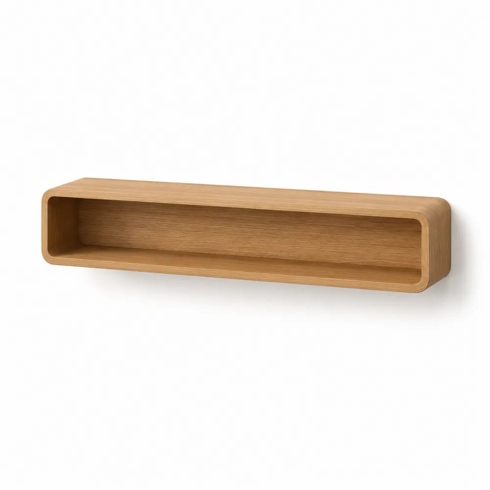 Étagère murale rectangulaire à angles arrondis en MDF effet bois chêne clair 60 cm x 15 cm x 15 cm