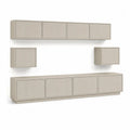 Meuble TV mural modulable rectangulaire MDF mélaminé beige 240 cm x 40 cm x 180 cm