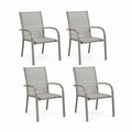 Chaises de jardin empilables lot de 4 structure acier assise dossier textilène gris 55 cm x 60 cm x 85 cm